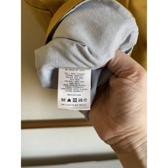 ANTHROPOLOGIE Maeve Chardonnay Sheen Dress 8 Cutout Silk Wool Blend Sleeveless Y - Picture 10 of 12